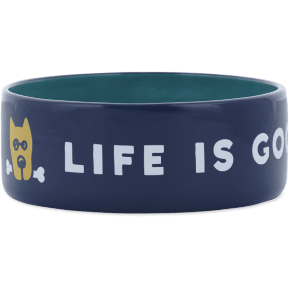 Home & Pet 38oz Ceramic Rocket Life is Good Dog Bowl Life is Good