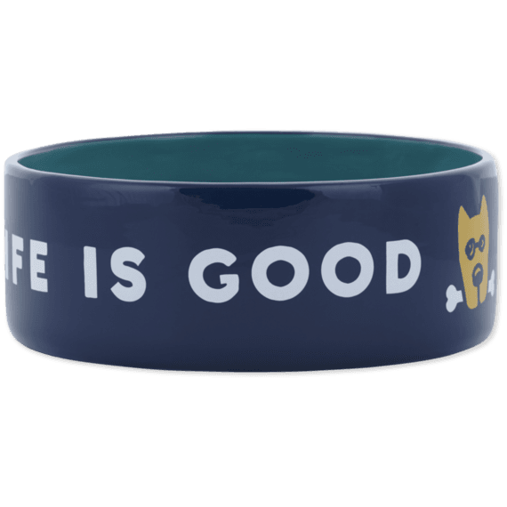 Home & Pet 38oz Ceramic Rocket Life is Good Dog Bowl Life is Good